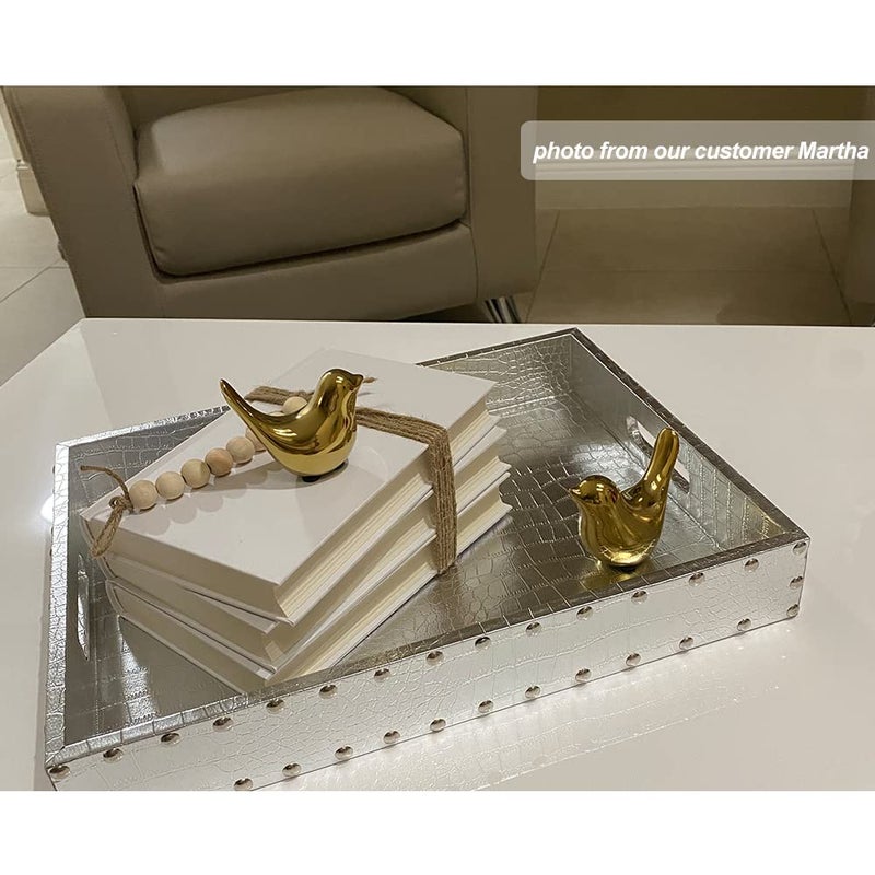 Insiswiner Home Ceramic Decor Gold Birds Figurine Garden Cottage Decorative Small 2Pcs - Image 4